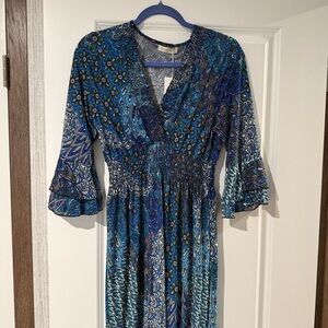 Vibrant Blue Paisley Maxi Dress
